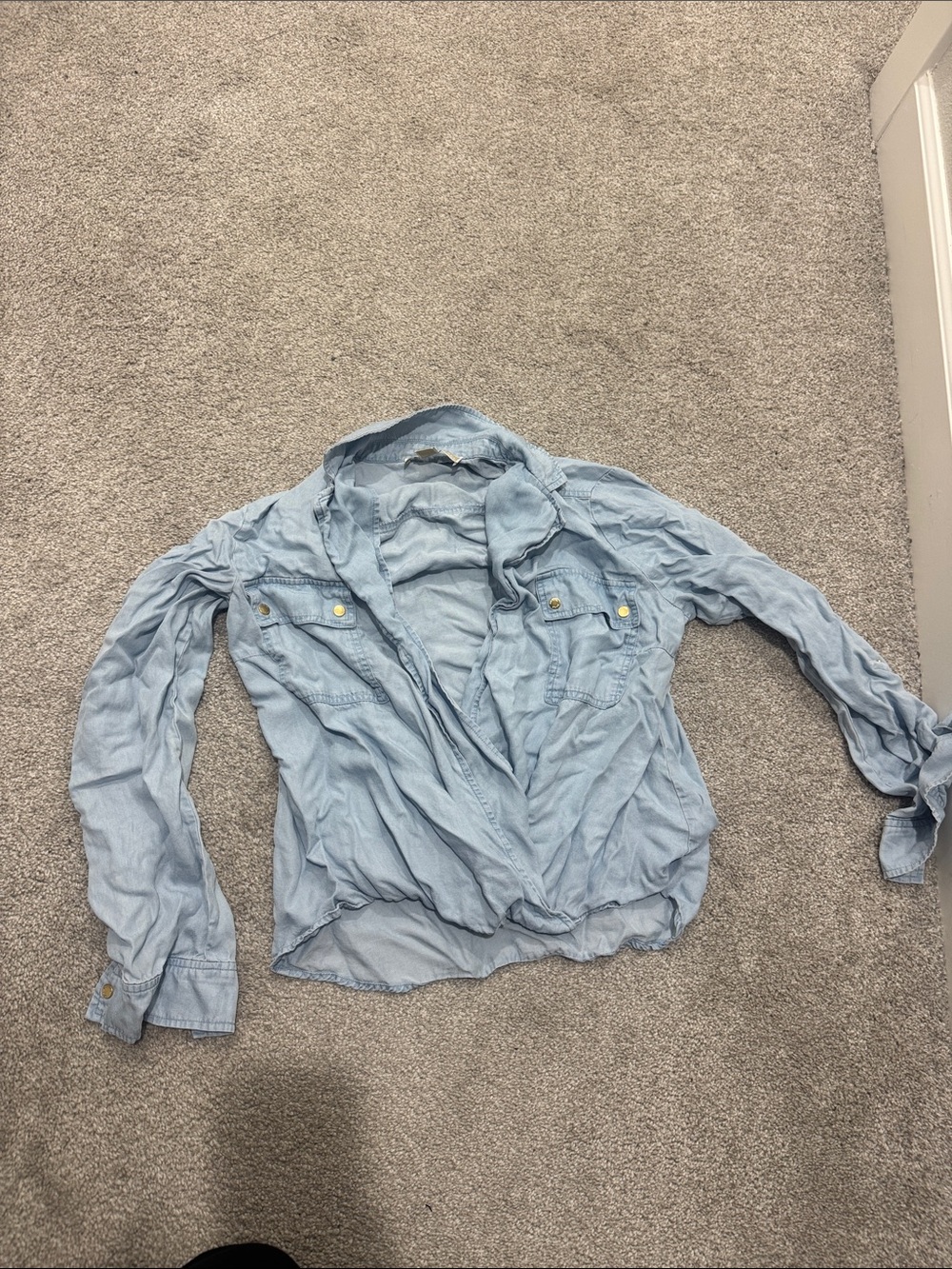 Michael Kors Light Blue Long-Sleeve Button Front Shirt